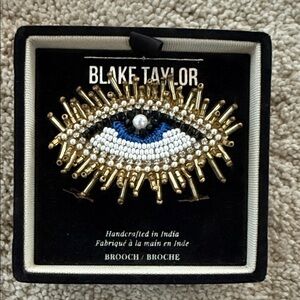 Blake Taylor Eye Brooch with Gold and Blue Beading New in Box